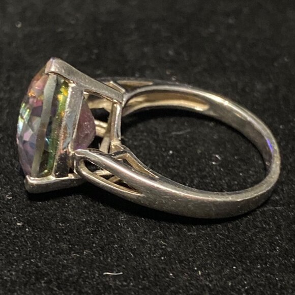 Spinel Trillion Cut Ring Size 6.5 6.91 ct. 14mm Faceted Triangle Sterling Silver - Picture 11 of 16